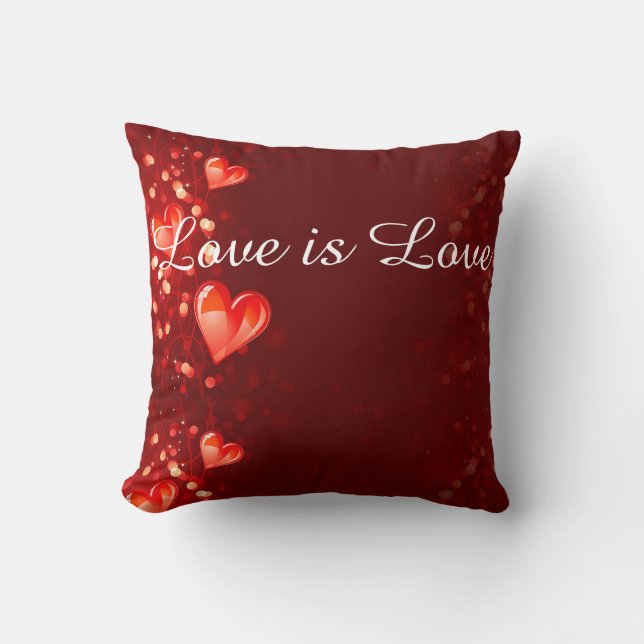 Kärlek är Kärlek Red Heart Print Pillow Kudde (Framsida)