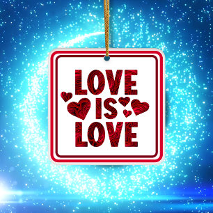 Kärlek är Kärlek Red Hearts Julgransprydnad Keramik