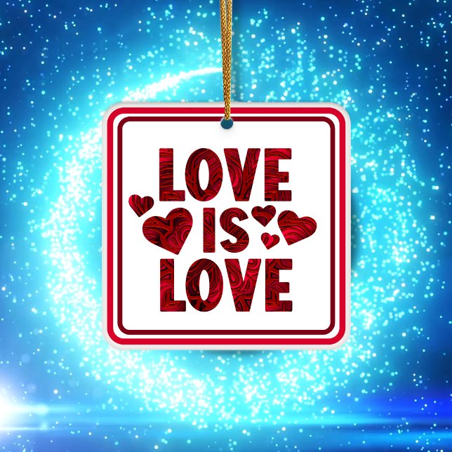 Kärlek är Kärlek Red Hearts Julgransprydnad Keramik (Skapare uppladdad)