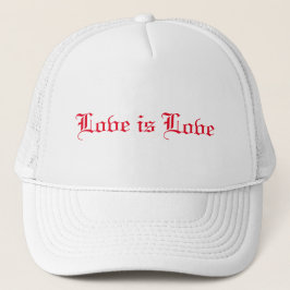 Kärlek är kärlek red Old English typography coola Keps