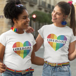Kärlek är Kärlek-regnbåge, HBT TQ-pride T-Shirt<br><div class="desc">En färgstark t-shirt med stort hjärta med färg i LGBTQ-regnbågen flagga,  med anpassadet "Kärlek är kärlek" i ett svart teckensnitt med versaler. Bära den här gay pride-medvetandegörande T-shirt för att visa världen att du är en stolt medlem i HBT-gruppen.</div>