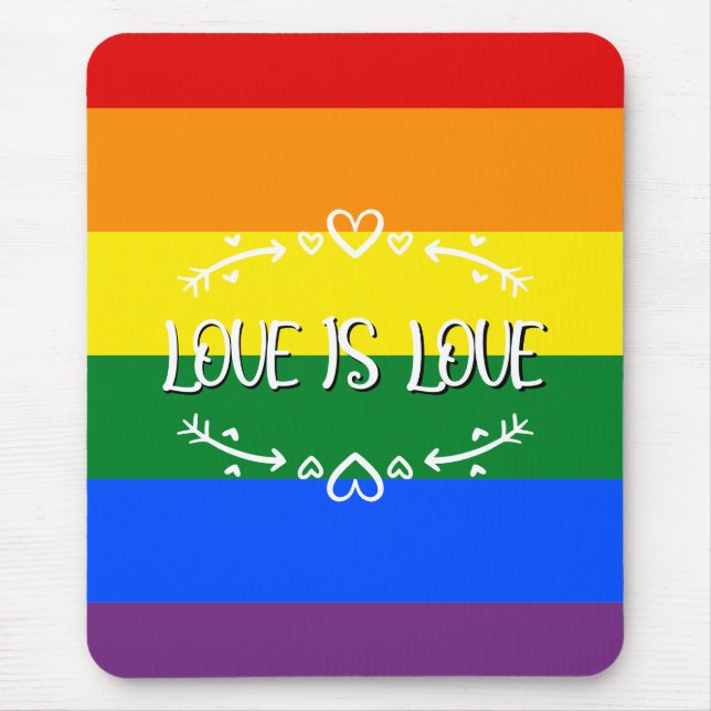 Kärlek är Kärlek Regnbåge HBTQ Stolpärm Musmatta (Framsidan)
