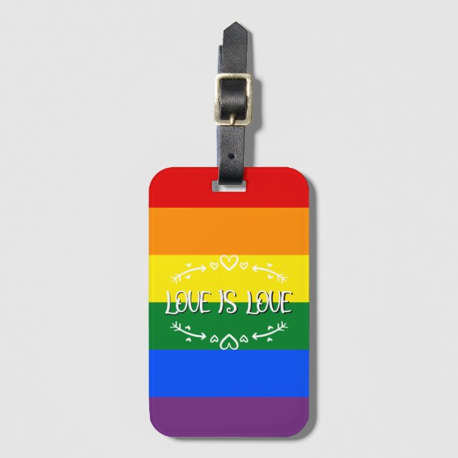 Kärlek är kärlek regnbåge HBTQ stolthet bagagetike Bagagebricka (Framsida vertikal)