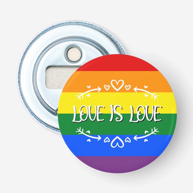 Kärlek är kärlek regnbåge HBTQ stolthet Flasköppnare (Framsidan)