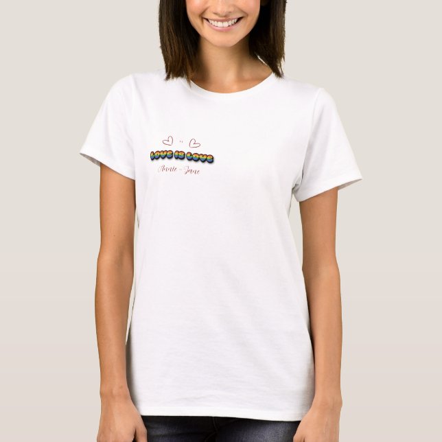 Kärlek är kärlek regnbåge HBTQ T-shirt (Framsida)