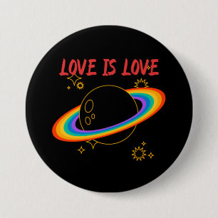 Kärlek är kärlek. Regnbåge planeten. LGBTQ+pride Knapp