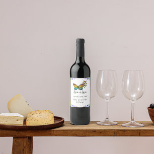 Kärlek är Kärlek Regnbåge Theme Bröllop Vin-etiket Vinflaska Etikett