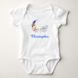Kärlek är Kärlek Regnbågsfjäder Personlig Pojke Ba T Shirt