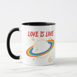 Kärlek är kärlek. Regnbågsplanet. HBTQ+stolthet Mugg