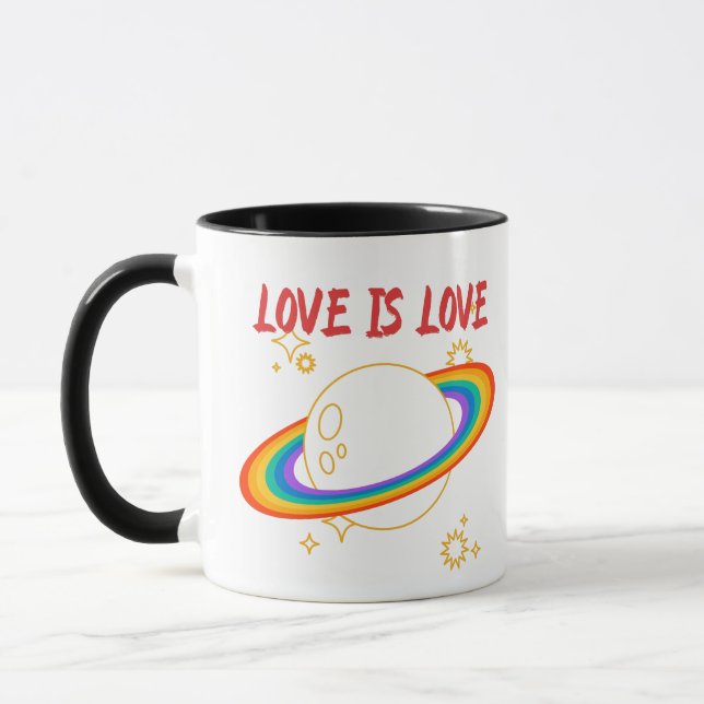 Kärlek är kärlek. Regnbågsplanet. HBTQ+stolthet    Mugg (Vänster)