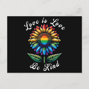 Kärlek är Kärlek regnbågssolros LGBT+ Gay Lesbisk  Vykort