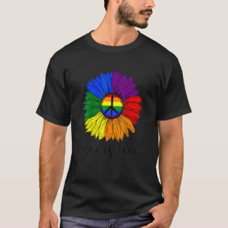 Kärlek är Kärlek regnbågssolrosolja Lgbt Gay Lesbi T Shirt