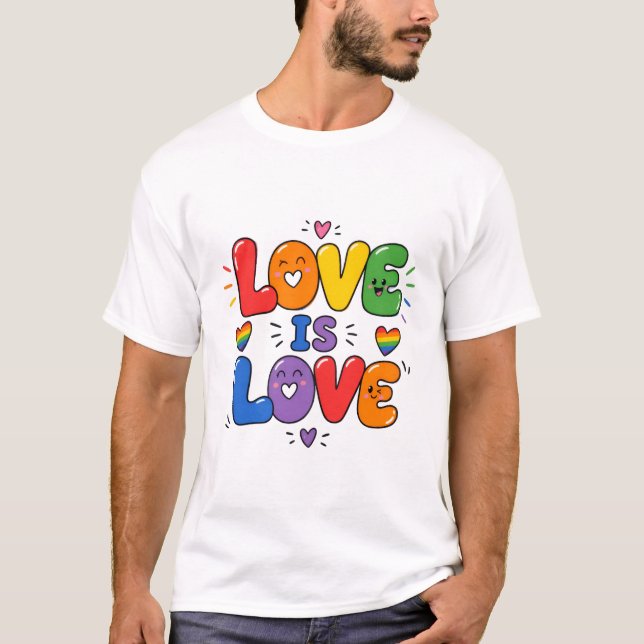 Kärlek är kärlek regnbågsstolthet t shirt (Framsida)