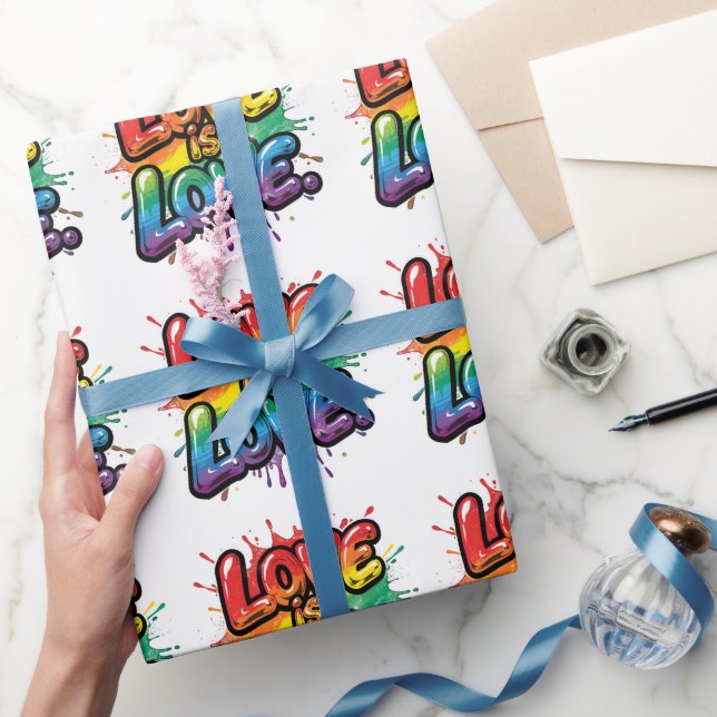 Kärlek är kärlek - regnbågsstolthetscitat konst  presentpapper (Gifting)
