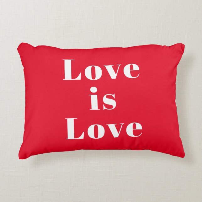 "Kärlek är Kärlek" röd, vit Prydnadskudde (Framsidan)