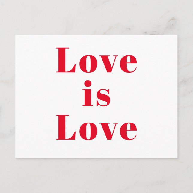 "Kärlek är Kärlek" röd, vit Vykort (Framsida)