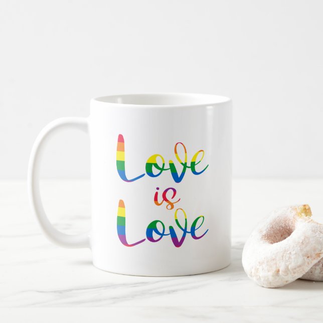 Kärlek är Kärlek-skript Gay pride Kaffemugg (Med munk)