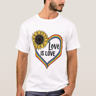 Kärlek Är Kärlek Solros Hjärta Vintage Vector Tröj T Shirt