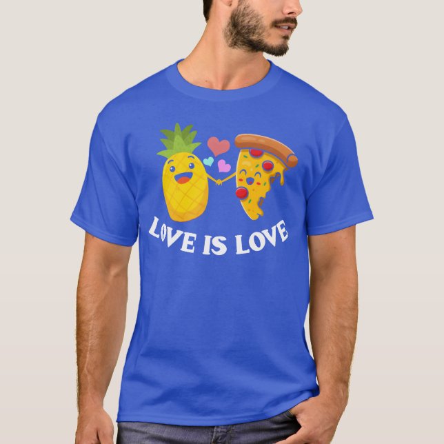 Kärlek är Kärlek Söt Pizza Och Ananas vänner T Shirt (Framsida)