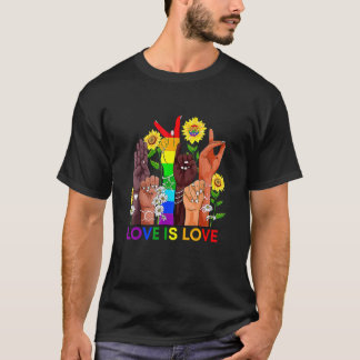Kärlek är Kärlek teckenspråk Hand som talar Lgbtq+ T Shirt