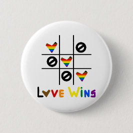 Kärlek är Kärlek Tic Tac Toe Regnbågs Pride Flagga Knapp