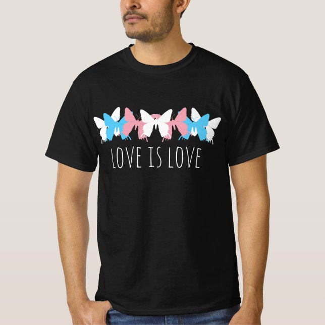 Kärlek är Kärlek Transgender Butterfly T Shirt (Framsida)