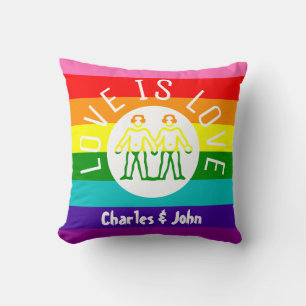 Kärlek är Kärlek Typography Gay pride LGBT Rainbow Kudde