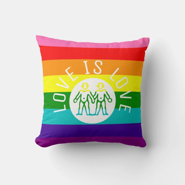 Kärlek är Kärlek Typography Gay pride LGBT Rainbow Kudde (Framsida)