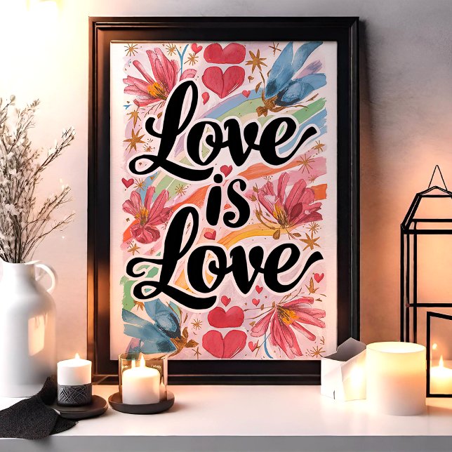 Kärlek är Kärlek Vattenfärg Blommig HBTQ-konst  Poster (Skapare uppladdad)
