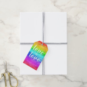 "Kärlek är kärlek" Vattenfärg Pride Regnbåge  Presentetikett