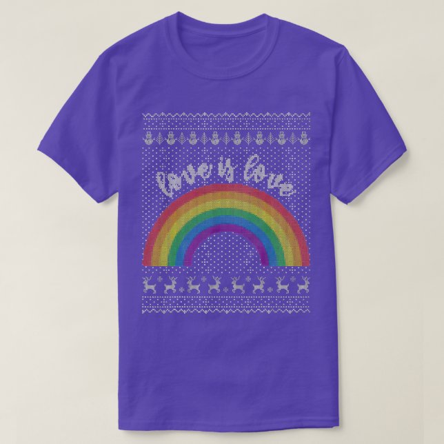 Kärlek är Kärlek Vuxen Julsötare LGB Gay Prid T Shirt (Design framsida)