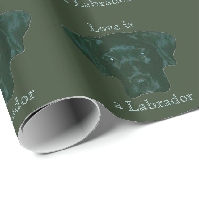 Kärlek är Labrador ett svart Retrieveransikte Presentpapper (Rullad Hörn)