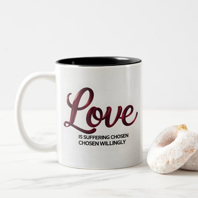 Kärlek är Lidande Citat Kaffemugg (Med munk)