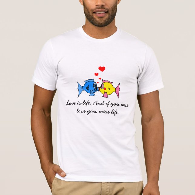"Kärlek är livet" Kissing Fish Tee (Framsida)