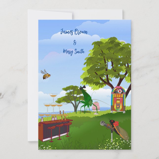 Kärlek är Meadow Sergranat Cicadas bröllop Inbjudningar (Framsida)