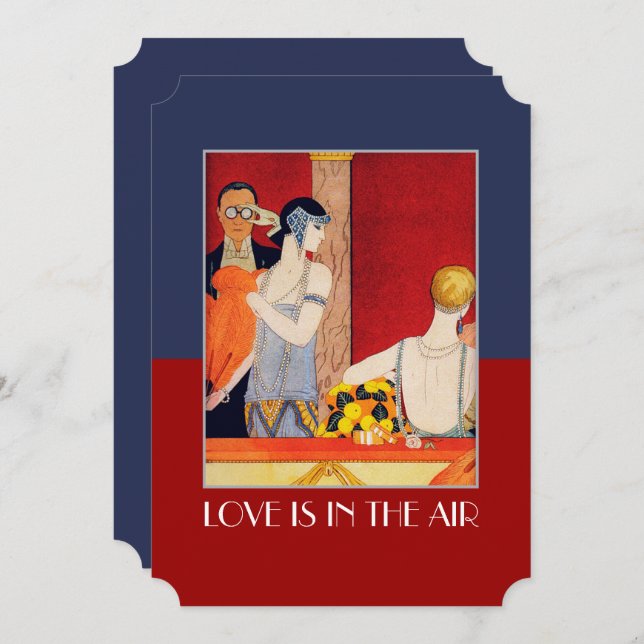 Kärlek är med i Luft Valentines day-partiets inbju Inbjudningar (Fram/baksida)