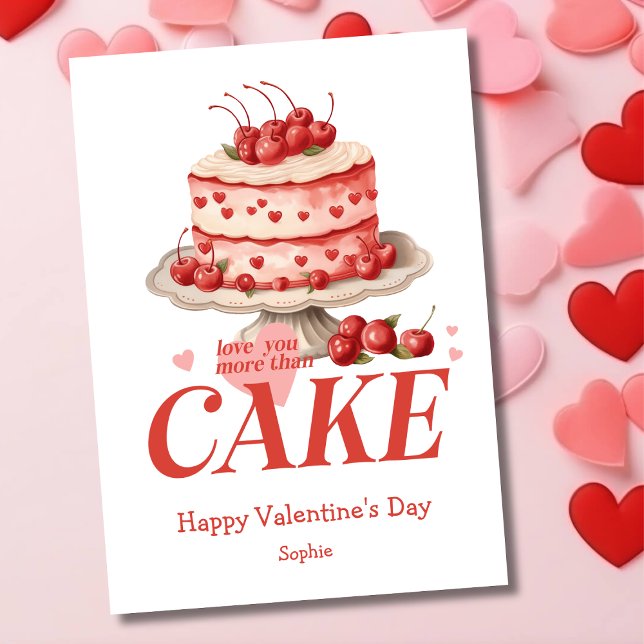 Kärlek är mer än tårta, rolig retro Valentines day Julkort (Skapare uppladdad)