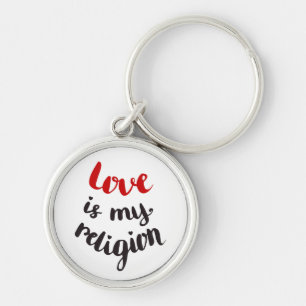 Kärlek är min religion rund silverfärgad nyckelring