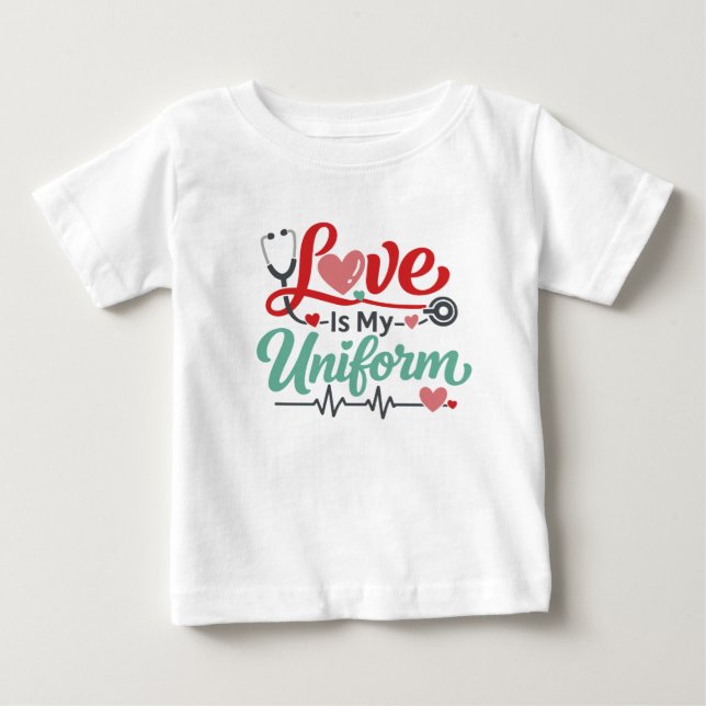Kärlek Är Min Uniform Sjuksköterska T Shirt (Framsida)