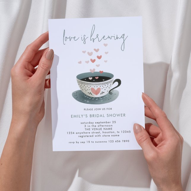 Kärlek är Möhippan Brewing Coffee Hearts Inbjudningar (Skapare uppladdad)