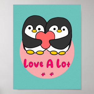 Kärlek är mycket Kawaii söta penguiner som håller Poster