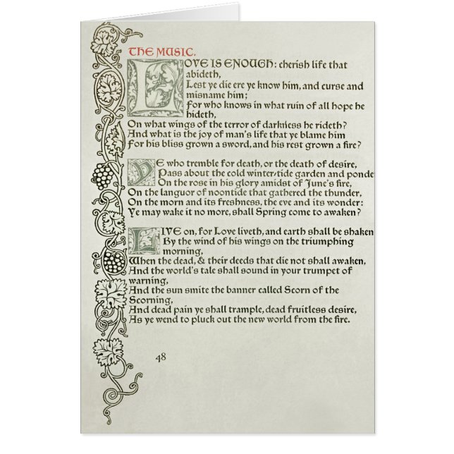 Kärlek är nog, 1897 hälsningskort (Framsidan)