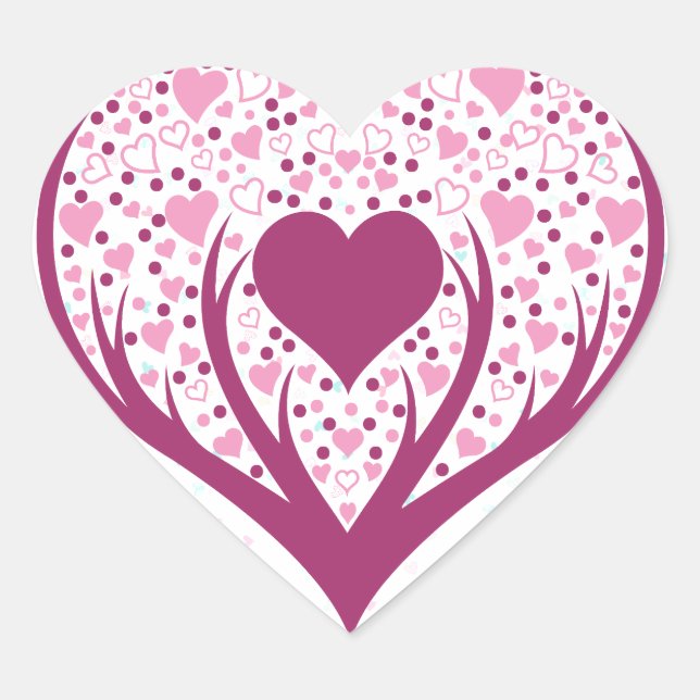 Kärlek är överallt. hjärtformat klistermärke (Framsida)