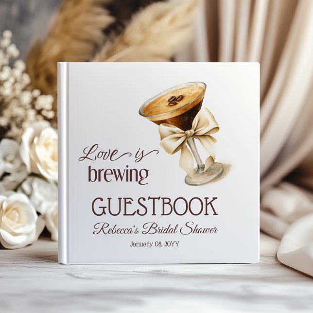 Kärlek är på Gång Bow Espresso Martini Bröllopsfes Gästböcker (Skapare uppladdad)