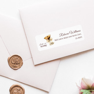 Kärlek är på Gång Bow Espresso Martini Bröllopsfes Returadress Etikett