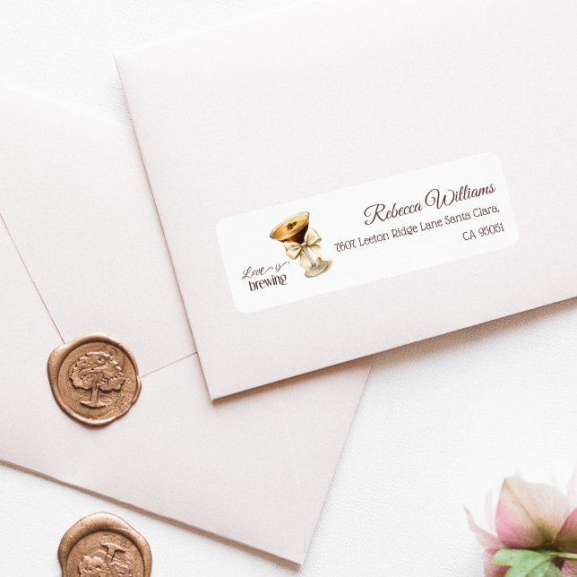 Kärlek är på Gång Bow Espresso Martini Bröllopsfes Returadress Etikett (Skapare uppladdad)