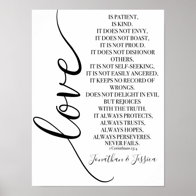 Kärlek är patient 1 Corinthians 13 personliger Poster (Framsidan)