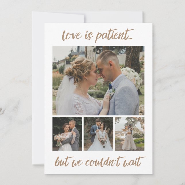 Kärlek är Patient 6 Photo Bröllop Elopement Announ Meddelande (Framsida)
