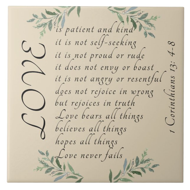 Kärlek är patient Ceramic Tile Kakelplatta (Framsidan)