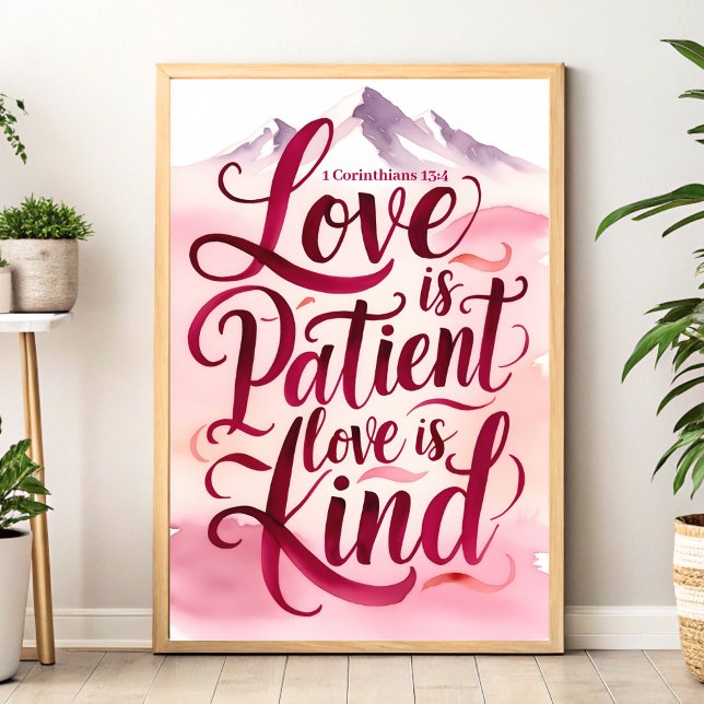 Kärlek är Patient Kärlek är Kind Christian Wall Ar Poster (Skapare uppladdad)